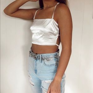 Metallic Strappy Crop Top